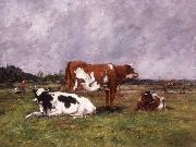 Eugene Boudin Cows in a Pasture oil
